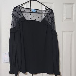 CeCe black chiffon top NWOT